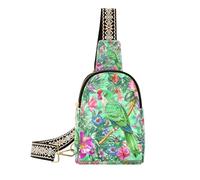 Alla moda Boho Style Flower Floral Tropical Parrot piccolo marsupio moda sopra la borsa a tracolla per il viaggio, Pappagallo tropicale floreale floreale stile boho, 1 size