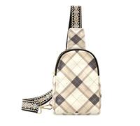 Alla moda Brown e Black Regular Lattice borsa a tracolla carino crossover borse per le donne per il pacchetto di giorno, Reticolo regolare marrone e nero