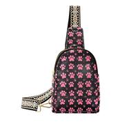 Alla moda Carino Peach Dog Paw Prints Nero fionda borsa crossbody robusto fanny pack borse a tracolla per il giorno pack