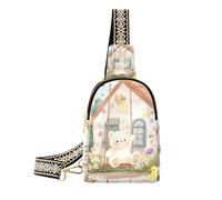 Alla moda Cartoon Cute White Teddy Bear piccola borsa a tracolla in pelle piccole borse per le donne per l'escursionismo, Simpatico orsacchiotto bianco del fumetto