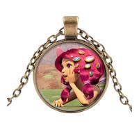 Alla moda Cartoon Mia And Me Collana Fata Elfo Anime Rotondo Foto Fata A Mano Della Cupola Di Vetro Pendente Collana Lunga Catena per, Lega di zinco