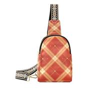 Alla moda Chequer Pattern Red Gold fionda borse a tracolla robuste per le donne fanny pack per escursionismo