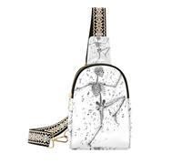 Alla moda Chubby Fox Little Girl borsa a tracolla moda nero fanny pack per il viaggio, Decorazione Scheletro Danzante