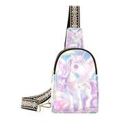 Alla moda Chubby Fox Little Girl borsa a tracolla moda nero fanny pack per il viaggio, Simpatici cuori glitterati con unicorni in stile cartone