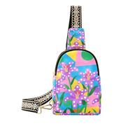 Alla moda Colorato Forme Geometriche Viola Gigli donne fanny pack moda marrone in pelle fanny pack per escursionismo