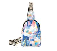 Alla moda Colorful Blue Cat Geometrico piccolo crossbody borsa multiuso cross body fanny pack per il giorno pack, Gatto blu colorato geometrico