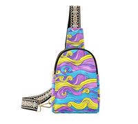 Alla moda Colorful Waves Lines Hand Drawn fanny pack uomini robusti per le donne antifurto per l'escursionismo