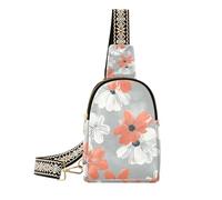Alla moda Corallo e Bianco Handdrawn Flower Travel fanny pack leggero crossbody borse fanny pack per escursionismo, corallo e fiore bianco disegnato a mano, 1 size