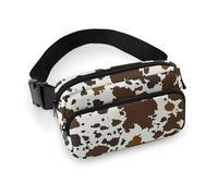 alla moda da uomo, portatile, modello grande con tracolla regolabile per corsa, escursionismo, allenamento, viaggio, compatibile con la stampa di mucca da latte in pelle marrone