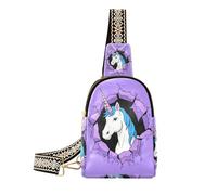 Alla moda Divertente Cartoon Wall unicorni Viola cross body bag moda borsa a tracolla per gli uomini per escursioni, divertente, cartone animato, parete, unicorni, viola, 1 size
