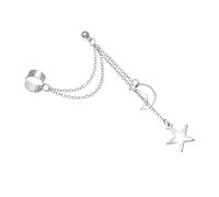Alla moda Doppia Clip On Orecchini Luna Stella Ciondolo Gioielli In Lega Per Le Donne Ragazze Geometrico Orecchio Accessori Moderno Geometrico Orecchio Accessori, Misura unica, come descritto, come