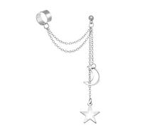 Alla moda Doppia Clip On Orecchini Luna Stella Ciondolo Gioielli In Lega Per Le Donne Ragazze Geometrico Orecchio Accessori Moderno Geometrico Orecchio Accessori, Misura unica, come descritto, come