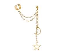 Alla moda Doppia Clip On Orecchini Luna Stella Ciondolo Gioielli In Lega Per Le Donne Ragazze Geometrico Orecchio Accessori Moderno Geometrico Orecchio Accessori, Misura unica, come descritto, come