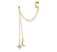 Alla moda Doppia Clip On Orecchini Luna Stella Ciondolo Gioielli In Lega Per Le Donne Ragazze Geometrico Orecchio Accessori Moderno Geometrico Orecchio Accessori, Misura unica, come descritto, come