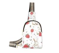 Alla moda Dots Coniglio e Fragole Stile Rustico spalla fanny pack multiuso borsa a tracolla per le donne per il giorno pack, Coniglio a pois e fragole stile rustico