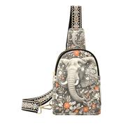 Alla moda Elephant Art Floral Grey fanny pack borsa moda corpo borse per le donne per l'escursionismo, Elefante arte floreale grigio