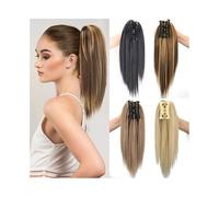 Alla moda Extension for coda di cavallo con fermaglio a artiglio da 16 pollici, capelli lisci, code di cavallo finte multistrato, posticci sintetici for donne uso quotidiano(M12-613)