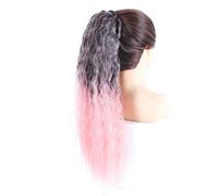 Alla moda Extension for coda di cavallo in capelli sintetici, colore ombré, lunghi ricci e ondulati, coulisse uso quotidiano(1BT2312)