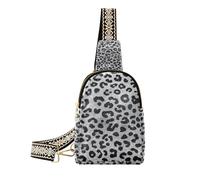 Alla moda falso Glitter Leopard Print Grey crossbody fanny bag robusto cross body fanny pack per il giorno pack, Falso Glitter Leopard stampa grigio, 1 size