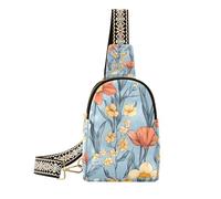 Alla moda Fiori d'Autunno Fiore Daffodil Gladiolus Blue crossbody borsa a tracolla borse in pelle fanny pack petto per escursioni, autunno Fiori fiore Narciso Gladiolus Blu, 1 size