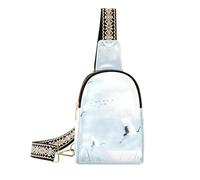 Alla moda Flying White Cranes Borse blu per le donne multiuso piccola borsa a tracolla per i viaggi, gru bianche volanti blu, 1 dimensione, Gru Bianche Volanti Blu, 1 size