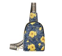 alla moda Garofano Pizzo Senape Giallo e Denim Blue Fanny Pack uomini carino fanny pack per le donne per il pacchetto di giorno, Pizzo Garofano Giallo Senape e Blu Denim