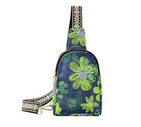 Alla moda Garofano Verde Lime e Blu Navy Impermeabile Sling Bag Antifurto Grandi Fanny Pack per il giorno pack, Garofano Verde Lime e Blu Navy