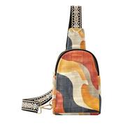 Alla moda Geometrico Vintage Onde grande marsupio impermeabile per le donne antifurto per il pacchetto di giorno, onde geometriche vintage