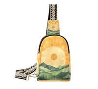 Alla moda Golden Sunshine Green Mountain donne fanny pack robusto fling zaino borsa a tracolla per il giorno pack, Golden Sunshine verde Montagna, 1 size