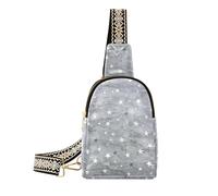 Alla moda Grigio Marmo Sfondo con Stelle Bianche Fanny Pack donne antifurto piccole borse a tracolla per il viaggio, Sfondo grigio marmo con stelle bianche