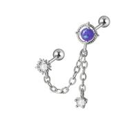 Alla moda In Acciaio Inox Doppio Trafitto Catena Orecchio Per Le Donne Colorato Zircone Piercing Orecchino Monili di Moda Catena Regolabile Orecchio