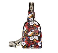 Alla moda Lilly Floreale Bianco Wildflower Nero piccolo marsupio multiuso crossover borse per le donne per l'escursionismo, lilly floreale bianco fiore di campo nero, 1 taglia, Lilly Floreale Bianco