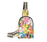 Alla moda Lily Colorful body fanny pack pelle nera crossbody fanny pack per il viaggio, Giglio colorato