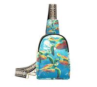 Alla moda Marine Colorato Modello Turtle borsa a tracolla uomini moda fanny pack cross body per il pacchetto di giorno, Tartaruga modello colorato marino, 1 size