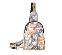 Alla moda Multi Cartoon Carino Siberian Husky Dogs viaggio borsa a tracolla in pelle nera crossbody fanny pack per escursionismo