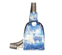 Alla moda Mystical Moonlit Elk Blue fanny pack uomini antifurto marsupio marsupio petto per il giorno pack, Mistico alce al chiaro di luna blu, 1 size