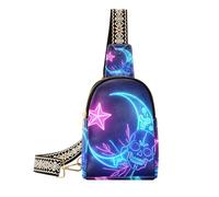 Alla moda Neon Colorato Stars Lune e Scheletri borsa a tracolla in pelle carino borse a tracolla per le donne per il viaggio, Stelle, lune e scheletri colorati al neon, 1 size