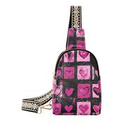 Alla moda Nero e Peach Valentine Romantic Love piccola borsa a tracolla robusta borsa a tracolla per escursioni