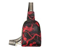 Alla moda Nero Rosso Irregolare Marmo Texture crossbody fionda borse robusto fionda zaino per le donne per il viaggio
