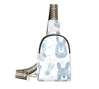 Alla moda Orso e Coniglio Pastello Blu Cross Body Borse in pelle Grande Fanny Pack Crossbody per escursionismo