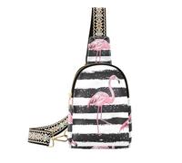 Alla moda Peach Flamingos Black Stripes borsa a tracolla impermeabile cross body fanny pack per escursionismo