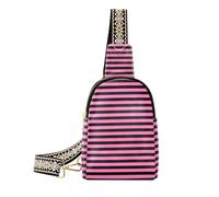 alla moda Peach Nero Strisce Orizzontali Neon corpo fanny pack antifurto crossbody fanny pack per il giorno pack, Strisce orizzontali color pesca nero neon