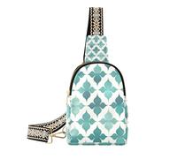 Alla moda Piatto Motivo Geometrico Quatrefoil Modello Verde piccolo fanny pack multiuso borse borsa per le donne per il viaggio, modello geometrico piatto quadrifoglio verde, 1 size