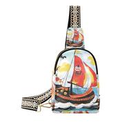 alla moda Pirate Ship Boat Sea grande fanny pack carino borse a tracolla per le donne per l'escursionismo, Mare barca nave pirata, 1 size