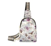 Alla moda Pittura A Olio Sensazione Margherite Viola Farfalla crossbody fanny pack pelle fanny pack borse a tracolla per escursioni, Dipinto ad olio con margherite viola e farfalla, 1 size