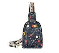 Alla moda Punti Geometrici Linee Illustrazione vettoriale borse a tracolla in pelle impermeabile donna crossbody fanny pack per il viaggio, punti geometrici linee illustrazione vettoriale