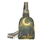 Alla moda Ragazzo e Cane Glittery Stars Moon borsa a tracolla leggera borse per il corpo per le donne per il pacchetto di giorno, Ragazzo e cane stelle scintillanti luna, 1 size