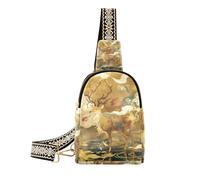 Alla moda Rosso e Oro Cinese Capodanno Cervo fanny pack croce impermeabile antifurto borsa a tracolla per il viaggio, Cervo di Capodanno cinese rosso e oro, 1 size