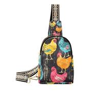 Alla moda Rustico Colorato Galline grande fanny pack leggero zaino fionda borsa per escursionismo, Galline colorate rustiche, 1 size