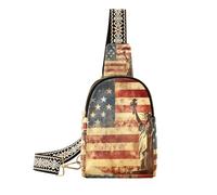 Alla moda statua americana della libertà nero fanny pack impermeabile fanny pack per le donne per il pacchetto di giorno, Statua della libertà americana, 1 size